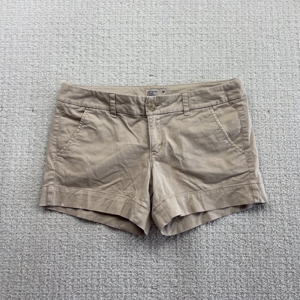 American Eagle Outfitters Shorts Womens Size 6 Khaki Beige Stretch Shortie Read